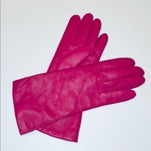 Pink Leather Gloves with Cashmere Lining